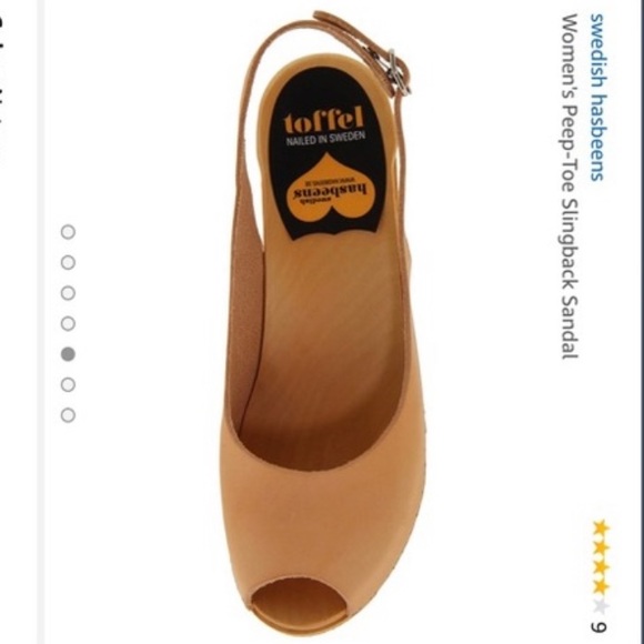 Swedish Hasbeens Shoes - Toffel Hasbeens Sandals Peep Toe Slingback Tan 39